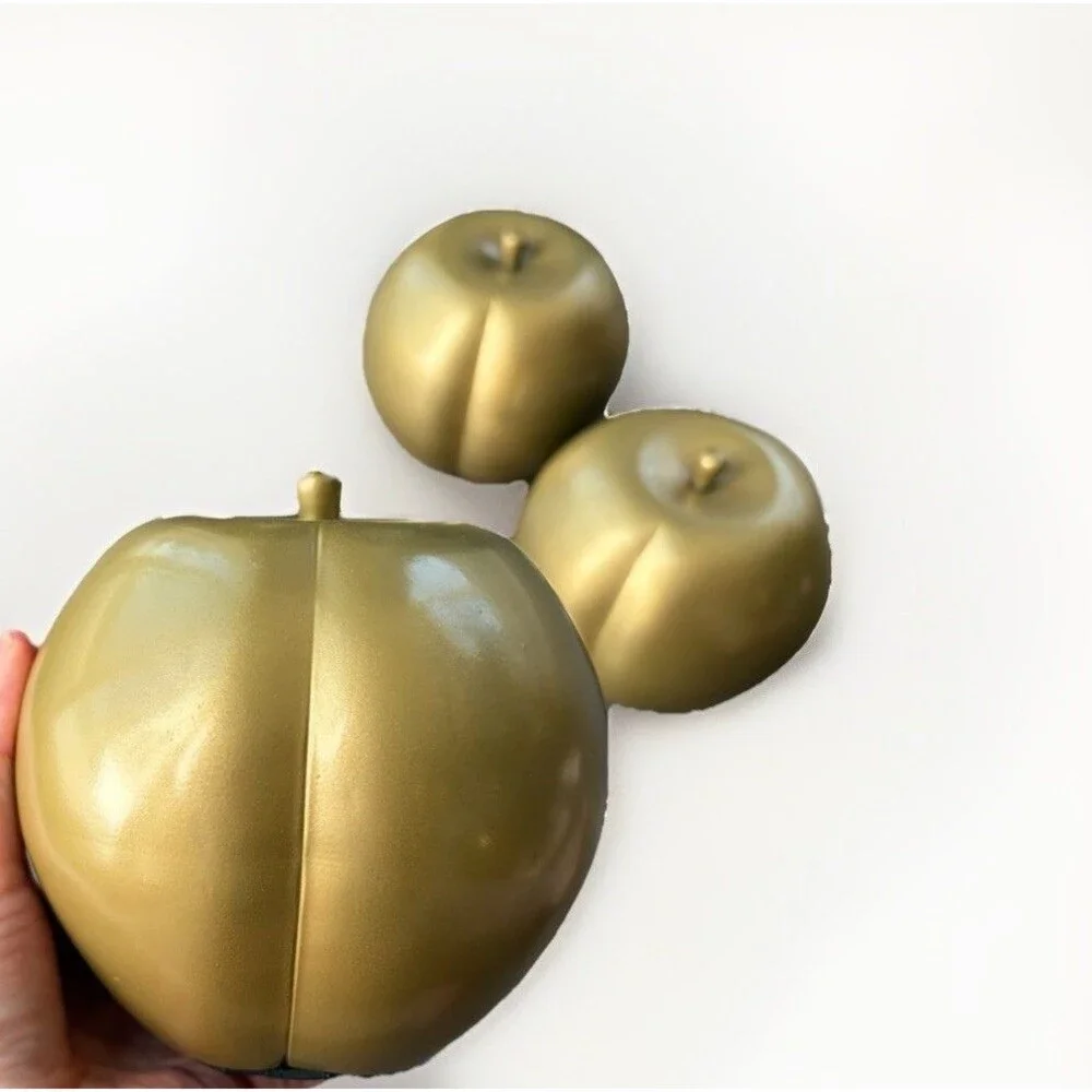 IKEA Markniva Plum Fruit Sculpture Gold Brass Finish Modern Home Decor Set 5x5.5